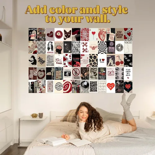 Miniatura 5 de 60 piezas de decoración para habitación de chica urbana, carteles grunge Coquette y2k de los 2000, arte de pared de música retro para dormitorio