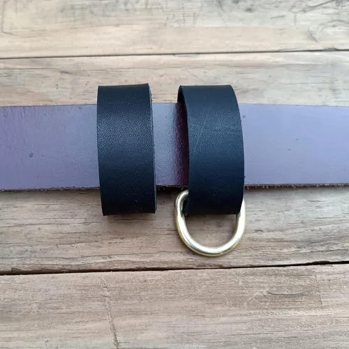 Miniatura 7 de Paquete de 2 protectores de cinturón de cuero + 1 llavero con hebillas de latón macizo, protectores de cinturón de cuero para hombres y mujeres