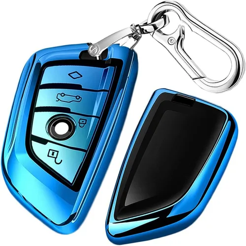 Miniatura 12 de QBUC Funda para llavero BMW con llavero de cuero, para BMW 2 5 6 7 Series X1 X2 X3 X5 X6 X7 Premium Soft TPU Llavero Holder (1-Negro)