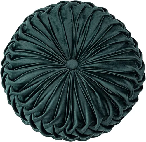 HLOVME Cojín Decorativo para Sofá de Calabaza 3D Redondo de Terciopelo para Sofá Cama Silla Suelo 15"X15", Verde Oscuro