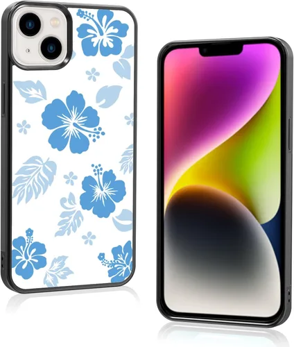 Miniatura 86 de Funda para iPhone 8 Plus y iPhone 7 Plus, linda funda Kawaii azul hibisco hawaiano floral estética floral para niñas preppy mujeres