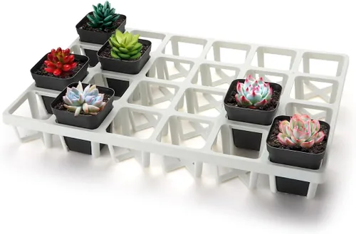 Miniatura 14 de RooTrimmer Paquete de 5 Bandejas para Vivero, Bandeja para Plantas con Capacidad de Transporte y Soporte para Macetas de 24 Celdas, Bandeja