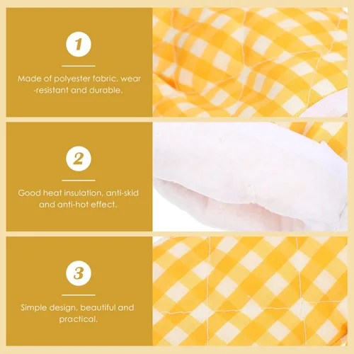 Miniatura 6 de 2 guantes de horno para niños para jugar a la cocina, guantes para horno de microondas, guantes de cocina para hornear, a cuadros amarillos