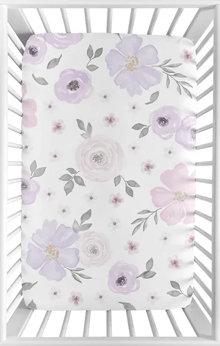 Miniatura 12 de Sweet Jojo Designs Sábanas ajustables para cuna de bebé (morado sólido) para niñas, guardería infantil, habitación de niños pequeños - Tamaño Gris