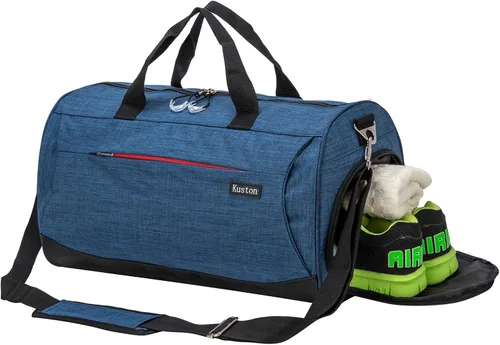 Kuston Sports - Bolsa de deporte pequeña para hombre y mujer, bolsa de viaje con compartimento para zapatos y bolsillo húmedo.