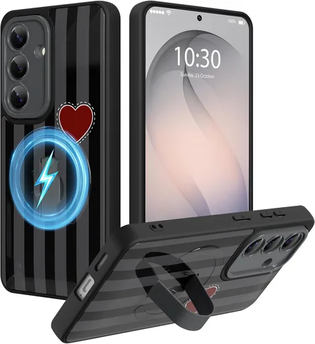 Miniatura 76 de Funda magnética compatible con Samsung Galaxy S25 Ultra para mujeres y hombres, estética flor de durazno, correa de muñeca ajustable incorporada
