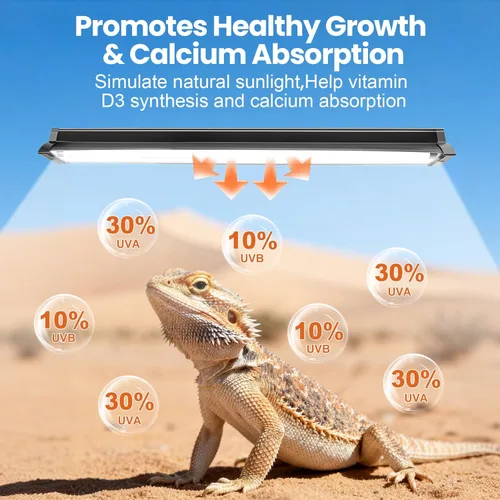 Miniatura 2 de Lámpara de reptil T5 HO UVB con bombilla UVB de 10.0, luz UVB de alto rendimiento de 24 W para reptiles, barra de luz UVB T5 de 22 pulgadas