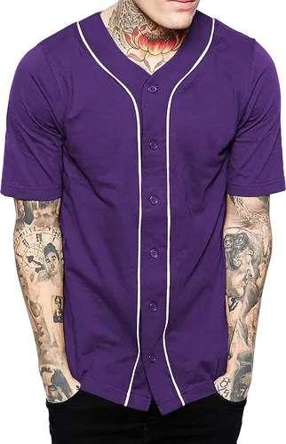 Miniatura 7 de Hat and Beyond camiseta de béisbol para hombre con botones hipster hip hop