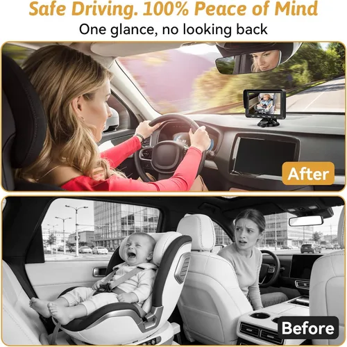 Miniatura 2 de Wkzay Cámara de Coche para Bebé para Asiento Trasero – HD 1080P, Ángulo Amplio de 150°, Visión Nocturna, Fácil Instalación, Luz LED Ajustable