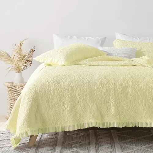 Miniatura 21 de HORIMOTE HOME Edredón beige con volantes, tamaño individual, microfibra lavada a la piedra, ligera, arrugada, rústica, desgastada, elegante, 2