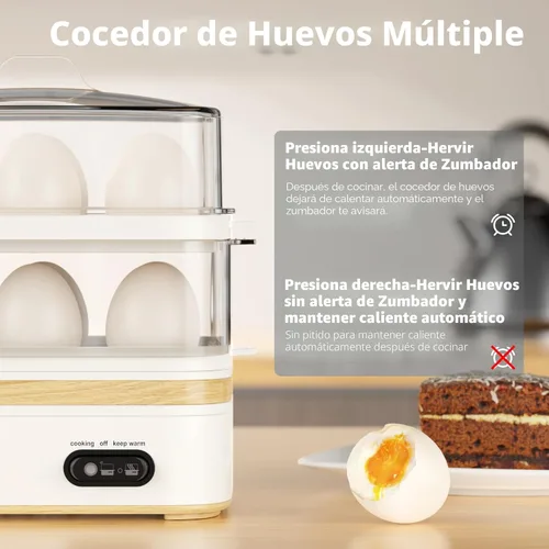 Miniatura 3 de Evoloop Olla de Huevos Rápida Eléctrica de 12 Huevos de Capacidad, para Huevos Blandos, Medianos, Duros, Escalfados, Fabricante de Tortillas, Blanco