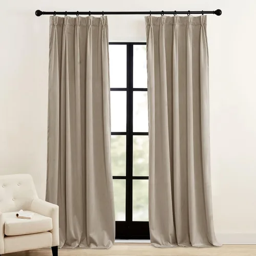 Miniatura 22 de RYB HOME Cortinas plegadas en pinza beige, cortinas suaves con aislamiento térmico y reducción de ruido para bloquear la luz para sala de estar