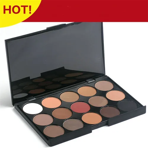 Miniatura 2 de Pure Vie Paleta de sombra de ojos profesional con reflejos y kit de contorno de maquillaje, 15 colores altamente pigmentados, desnudos cálidos