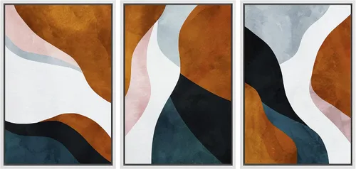 Miniatura 89 de wall26 Lienzo enmarcado para pared, juego de arte con trazos de pintura roja y naranja vibrante, paisaje, formas abstractas, ilustraciones, arte