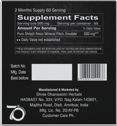 Miniatura 2 de Resina Shilajit pura del Himalaya (500 mg) purificada con Triphala ayuda a apoyar la energía, la inmunidad y el enfoque tanto para hombres como