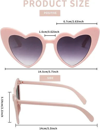 Miniatura 4 de AEAHALY Lentes de sol de corazón blanco, rosa, rojo, negro para mujer, protección UV 400, lentes de sol en forma de corazón, gafas de sol a granel