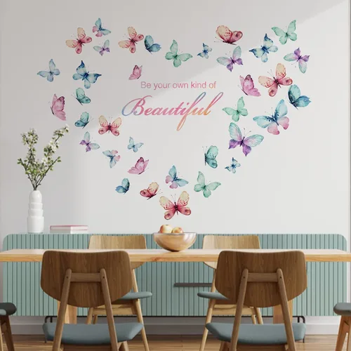 Miniatura 5 de Mfault Calcomanía de pared con frase inspiradora para niñas, diseño de mariposa, texto positivo, decoración para dormitorio, sala de estar