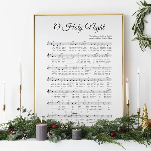 Miniatura 6 de NATVVA Oh Holy Night - Lámina de música para pared, impresión artística de himno de Navidad, villancico, pintura en lienzo para sala de estar