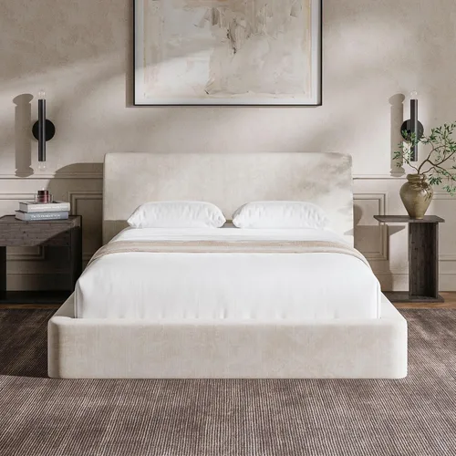 Miniatura 10 de RECCI AirFrame - Base de cama tamaño King con cabecera ergonómica acolchada de espuma en ángulo, marco de cama de plataforma de diseño minimalista