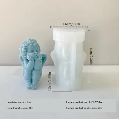 Miniatura 5 de Molde de vela de ángel de silicona, Molde de forma de ángel lindo, Molde de vela de ángel 3D, Molde para hacer velas, Molde de aromaterapia, Molde