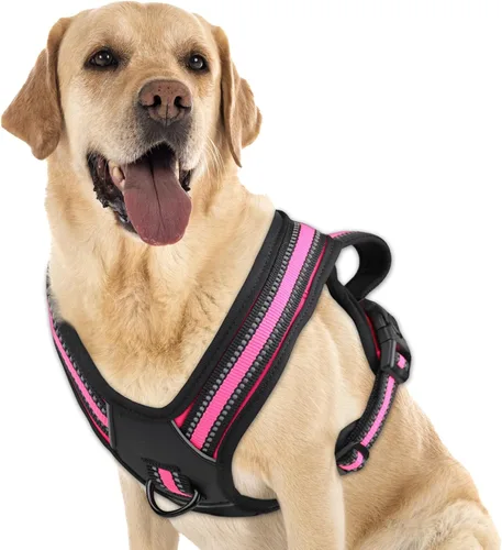 Miniatura 13 de Arnés para perro sin tirones, sin estrangulamiento, arnés para mascotas, ajustable, suave, acolchado, con asa de fácil control y tiras reflectantes