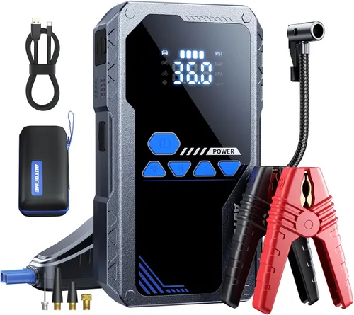 Miniatura 9 de AUTOONE Arrancador de Coche 6000A Refuerzo de Batería, Paquete de Batería Portátil para Todos los Combustibles 10L Diésel, Caja de 12V con Cables