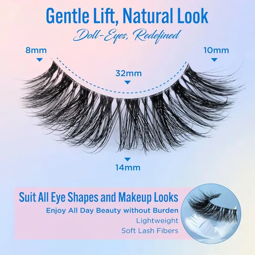 Miniatura 4 de Pestañas de Aspecto Natural Pestañas Postizas - BEPHOLAN Pestañas Postizas 5D Súper Esponjosas Pestañas Postizas Banda Negra Pestañas Wispy Paquete