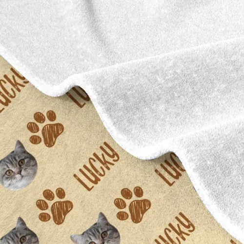Miniatura 6 de Manta personalizada con cara de gato y nombre de forro polar suave, divertida manta de fotos de varios tamaños, mantas personalizadas para sofá