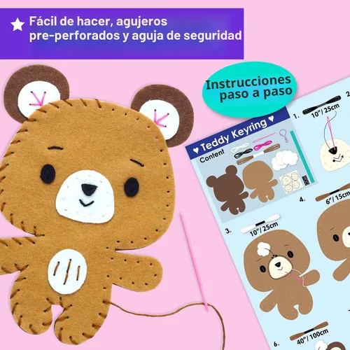 Miniatura 4 de Kit de llavero de costura de unicornio KRAFUN para niños de 7, 8, 9, 10, 11, 12 años, aprende arte y manualidades, incluye 6 animales de peluche