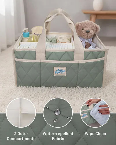 Miniatura 6 de Tiny Marvels Organizador de pañales para bebé, cesta repelente al agua para artículos esenciales para recién nacidos y estación de pañales, regalo