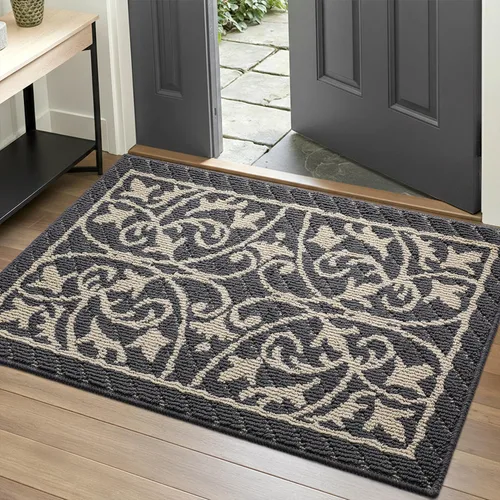 Miniatura 16 de DEXI Felpudo para puerta frontal del pasillo, alfombra de bienvenida interior, delgada de bajo perfil, antideslizante y lavable, para atrapar