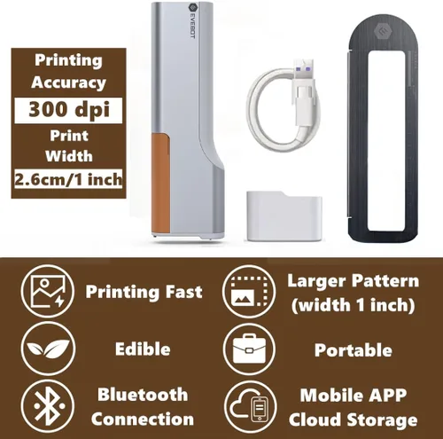 Miniatura 4 de EVEBOT Bolígrafo de impresión de alimentos portátil mini para café con leche, art de café, macaron, galleta, diseño DIY, bolígrafo de impresión