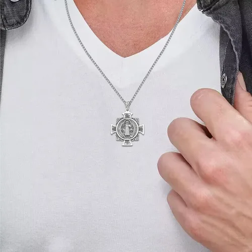 Miniatura 327 de Collar de plata de ley 925 con medalla de San Patrón, colgante de protección católica, amuleto, joyería religiosa para hombres y mujeres