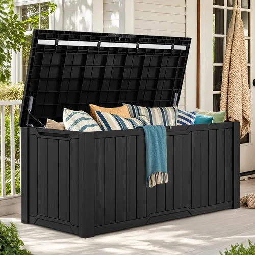 Miniatura 19 de YITAHOME Caja de almacenamiento para la terraza, de 51 galones, contenedor de almacenamiento para exteriores resistente a la intemperie para cojines