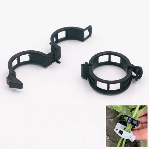 100 clips de soporte para plantas de jardín, clips de tomate, lazos para plantas, clips de enrejado, clips de enrejado para plantas de vid de Negro