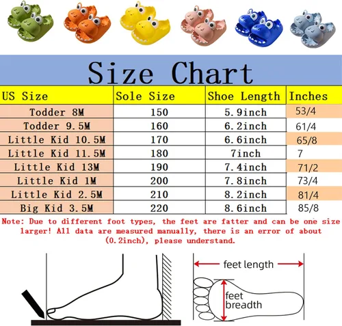 Miniatura 7 de JOYEAR Dinosaur Slippers with Children's Summer Sandals, Beach Swimming Pool Non-slip Water Shoes, Indoor and Outdoor Cute Big Mouth Light Slippers