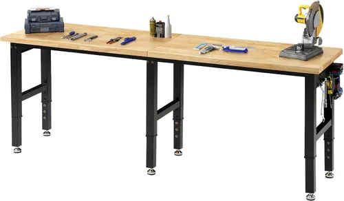 Miniatura 22 de SPECRAFT Banco de trabajo ajustable de 2 niveles de 48 x 20 pulgadas con 4 salidas de CA y 2 puertos USB, banco de trabajo resistente de capacidad