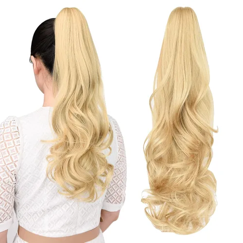 Miniatura 40 de Extensión de cola de caballo, extensiones de cabello con clip de garra de 24 pulgadas, extensiones de cabello largo y lacio, extensión de cabello