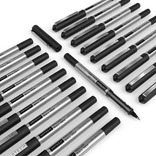 Miniatura 6 de Arteza Bolígrafos enrollables, paquete de 20 bolígrafos de tinta líquida negra de 0.020 in para diario de balas, punta fina, suministros de oficina