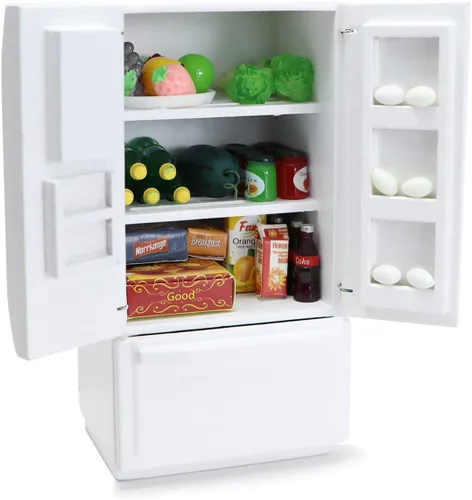 Miniatura 6 de Casa de muñecas en miniatura Nevera 1:12 Accesorios de decoración de muebles Mini refrigerador Cocina Sala de estar Escena Modelo Adornos