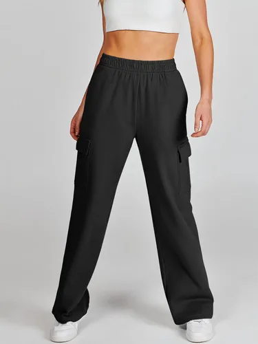 Miniatura 2 de ANRABESS Pantalones deportivos tipo cargo para mujer, casuales, holgados, de forro polar, de cintura alta, pantalones atléticos para descansar