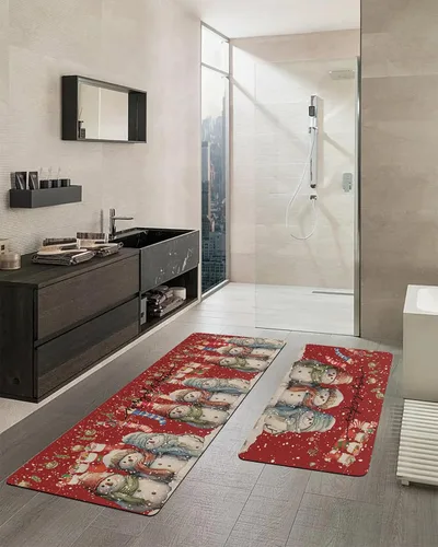 Miniatura 2 de Tapete de baño de muñeco de nieve para bañera, antideslizante, de secado rápido y absorbente, tierra de diatomeas, fregadero, dormitorio, cocina