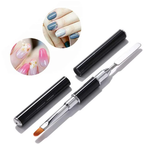 Miniatura 4 de Bertoo - Cepillo y recogedor de gel de uñas de poligel, herramienta de cepillo de uñas de gel de acero inoxidable de doble extremo para cepillos