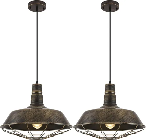 Miniatura 17 de Lámpara colgante negra de granja, luces colgantes grandes de 18.1 pulgadas, isla de cocina, lámpara colgante industrial con jaula de alambre, luz