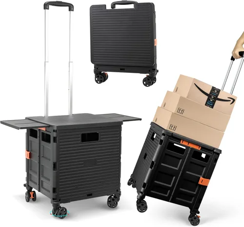 Miniatura 40 de Carrito plegable con ruedas, resistente al desgaste, sin ruido, carrito de compras con ruedas para comestibles, caja de herramientas de Caqui