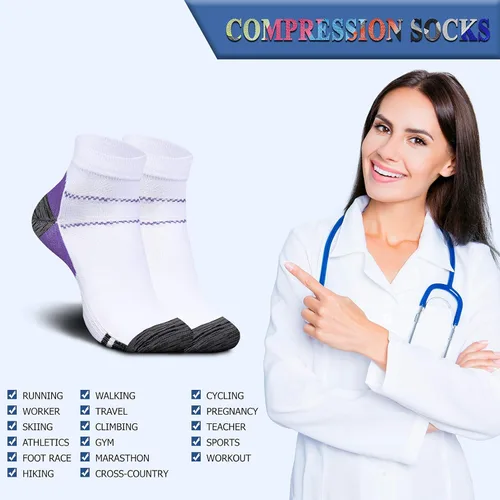Miniatura 6 de QUXIANG Calcetines de compresión para mujeres y hombres, circulación, 367 pares de soporte de tobillo de 15-20 mmHg, lo mejor para correr, ciclismo