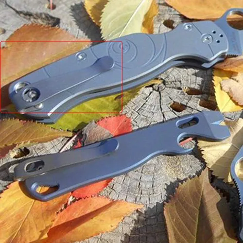 Miniatura 3 de HONUTIGE Clip de bolsillo para Spyderco C81 C10 C11, 3 agujeros, aleación de titanio, clip de bolsillo profundo para cuchillo Spyderco, accesorios