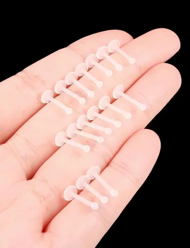 Miniatura 2 de Aretes transparentes con parte trasera plana de 18 G y 16 G para deportes de nariz, plástico de silicona, retenedores de cartílago para tragus