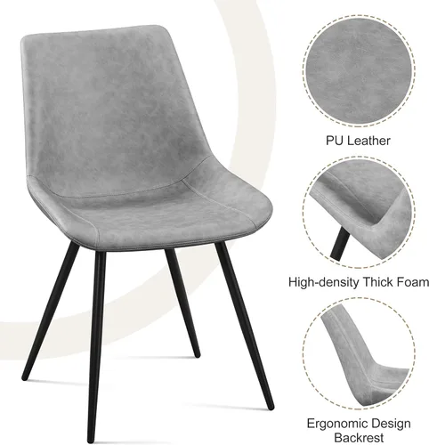 Miniatura 5 de Yaheetech Juego de 2 sillas de comedor modernas tapizadas con asiento de piel sintética y patas de metal para el hogar, cocina, diseño sin brazos