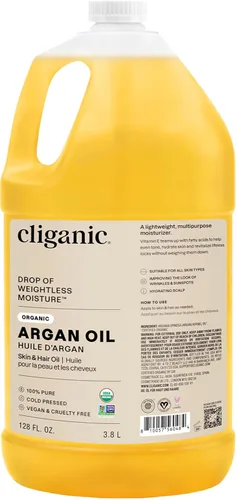 Miniatura 11 de Aceite de argán orgánico Cliganic 16 oz con bomba, 100% puro A granel para cabello, cara y piel (el empaque puede variar)
